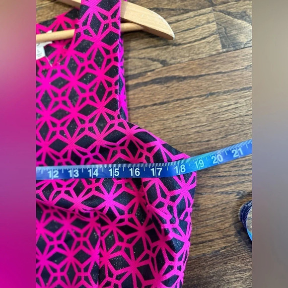 Maison Jules Geometric Pink and Black A-Line Mini Dress Women's Size Large U0760 - Picture 10 of 13